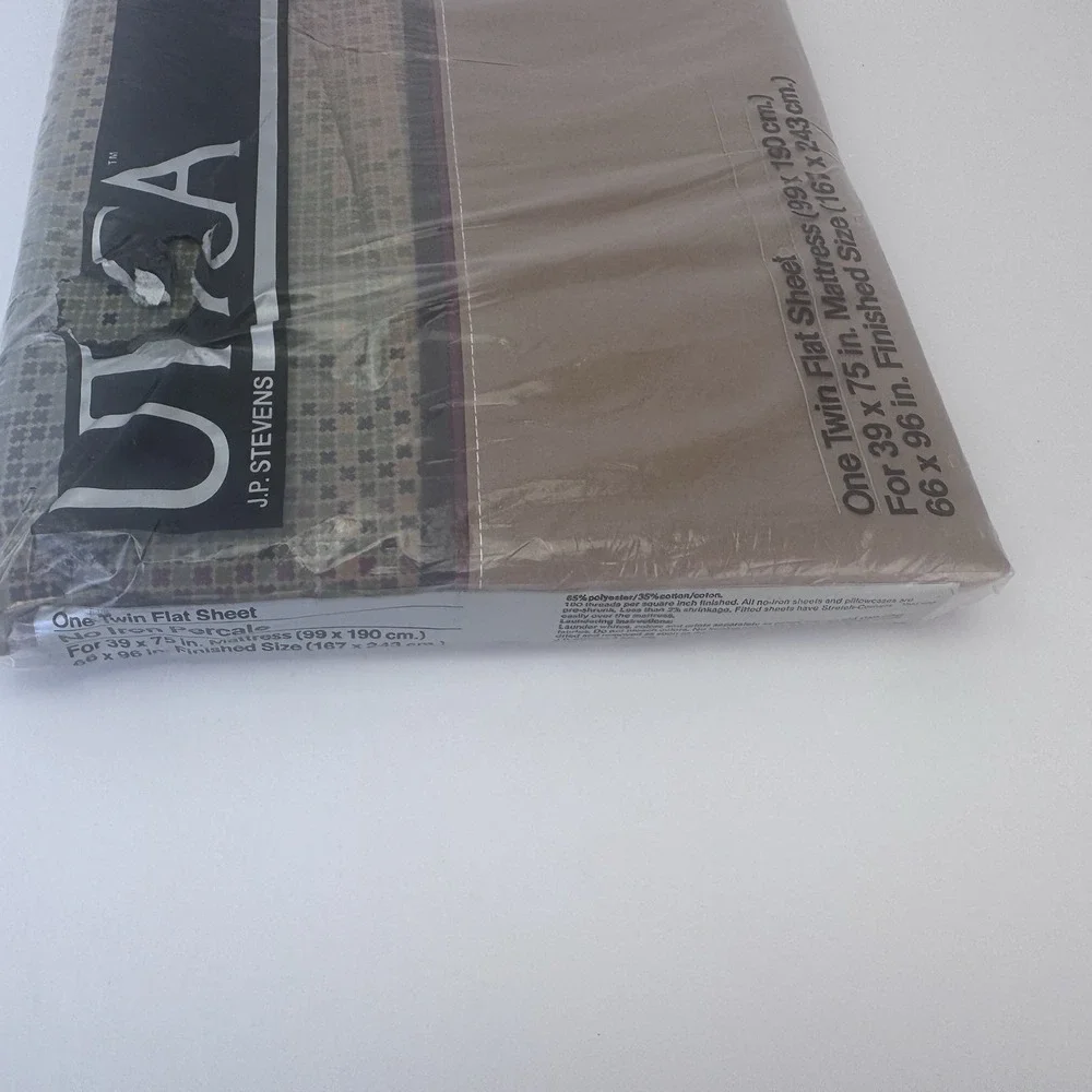 Lot of 2 VTG 1983 Utica J.P Stevens Cardigan Plaid Percale Sheets NOS